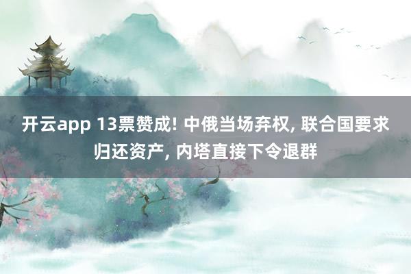 开云app 13票赞成! 中俄当场弃权, 联合国要求归还资产, 内塔直接下令退群
