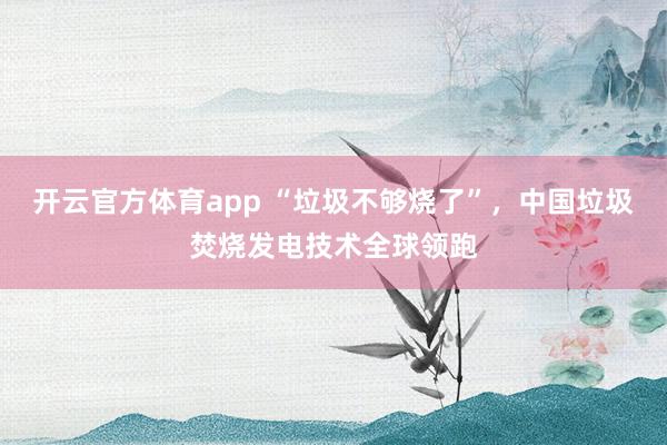 开云官方体育app “垃圾不够烧了”，中国垃圾焚烧发电技术全球领跑