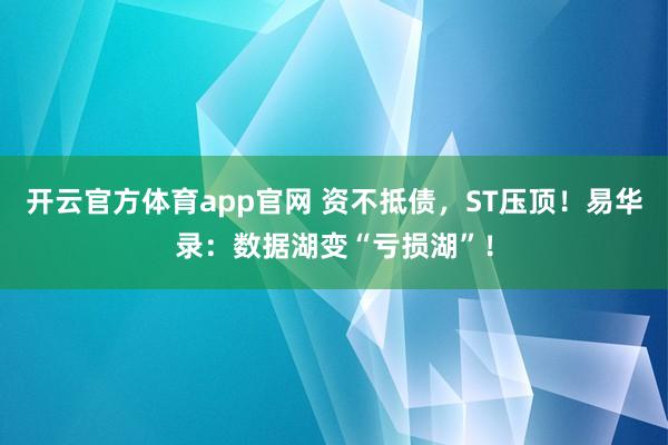 开云官方体育app官网 资不抵债，ST压顶！易华录：数据湖变“亏损湖”！