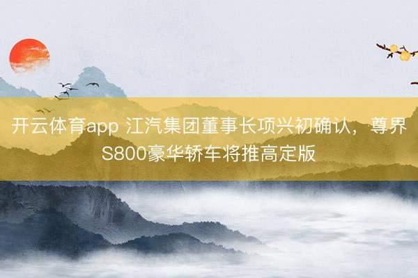 开云体育app 江汽集团董事长项兴初确认，尊界S800豪华轿车将推高定版