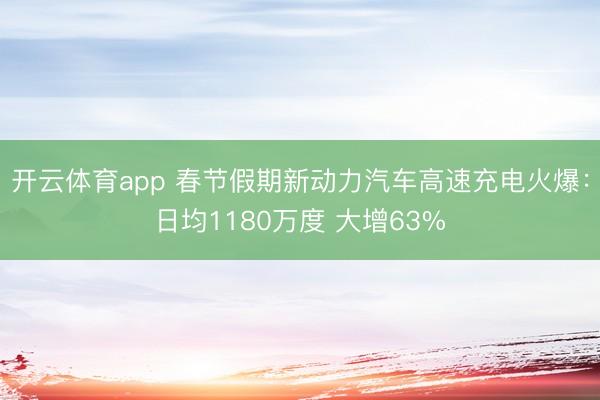 开云体育app 春节假期新动力汽车高速充电火爆：日均1180万度 大增63%