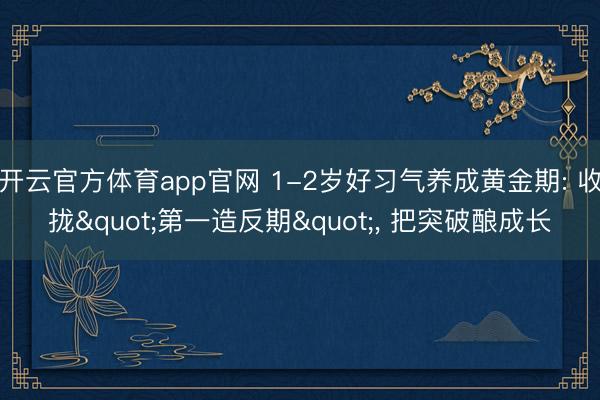 开云官方体育app官网 1-2岁好习气养成黄金期: 收拢"第一造反期"， 把突破酿成长
